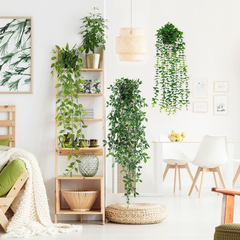 3Pcs Artificial Hanging Plant, Fake Hanging Plants with Pot, Greenery Faux Fake Ivy Decor, Fake Ivy Potted Plants for Indoor Outdoor, Home Decor Wall Room Patio Office Table Shelf