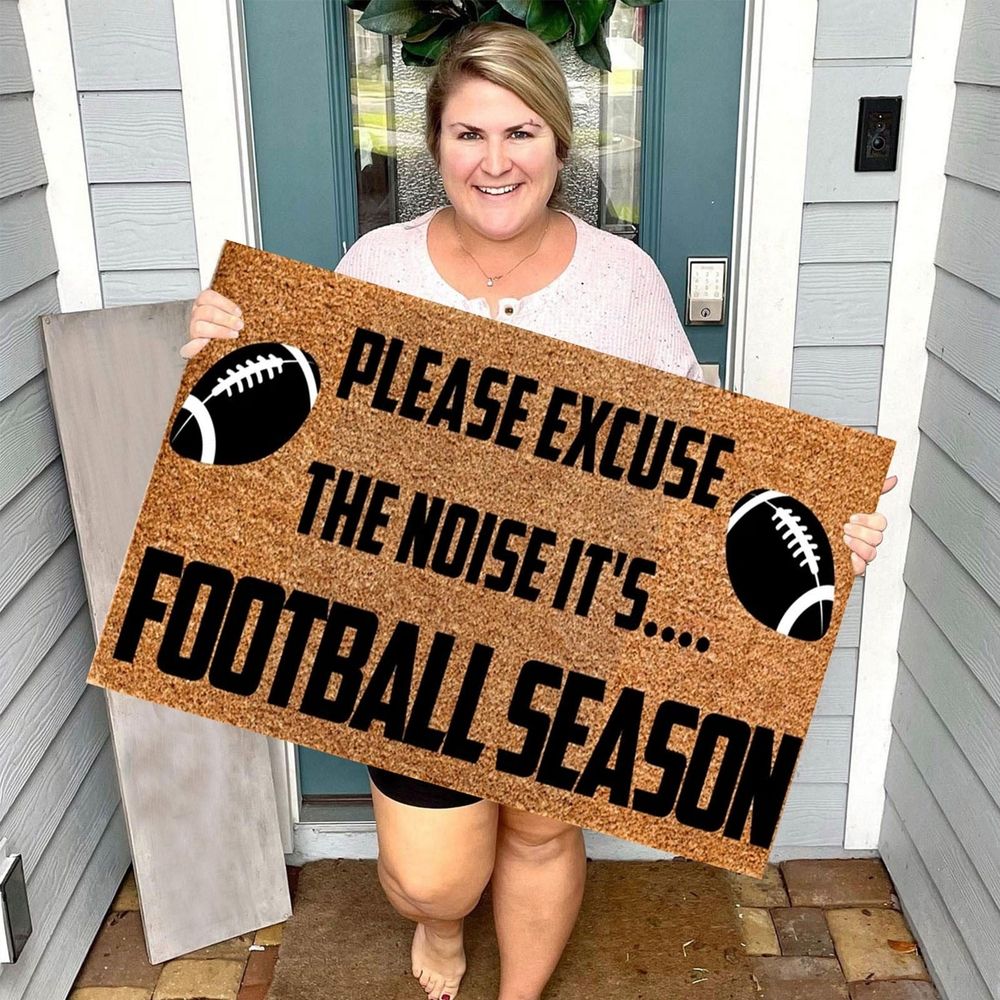 Football Season Door mat,Football Door Mat,Football Welcome Mat,Front Door Mat Sturdy for Outside Indoor Outdoor Please Excuse The Noise Its Football Season Funny Cute Doormat 16x24 Inch