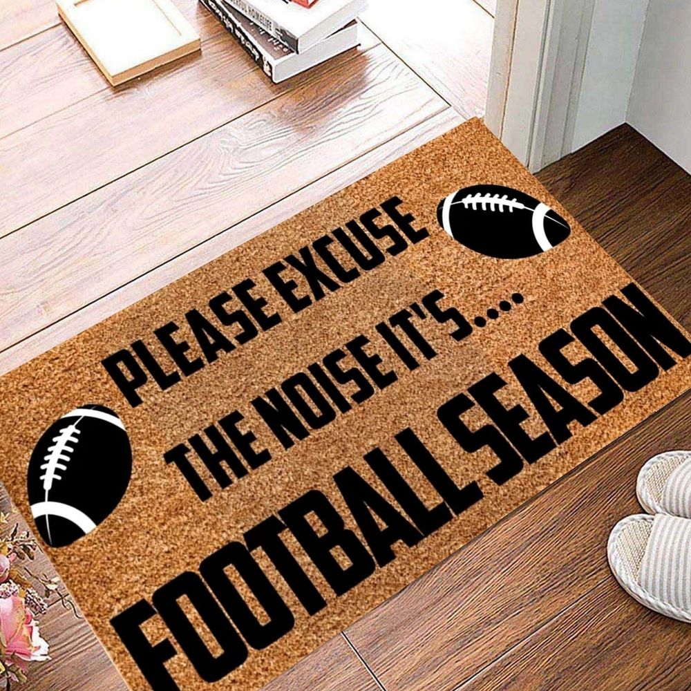 Football Season Door mat,Football Door Mat,Football Welcome Mat,Front Door Mat Sturdy for Outside Indoor Outdoor Please Excuse The Noise Its Football Season Funny Cute Doormat 16x24 Inch