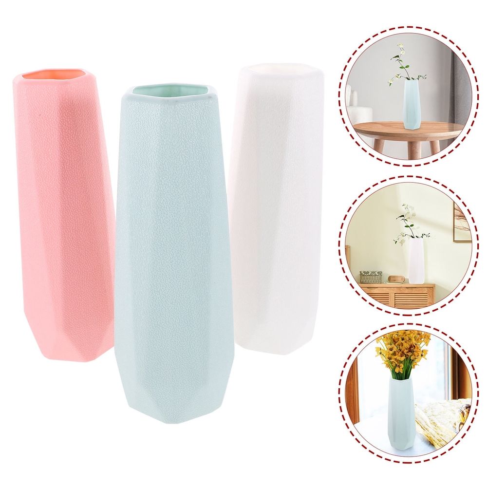3pcs Geometric Decorative Vase for Flowers and Plants, Plastic