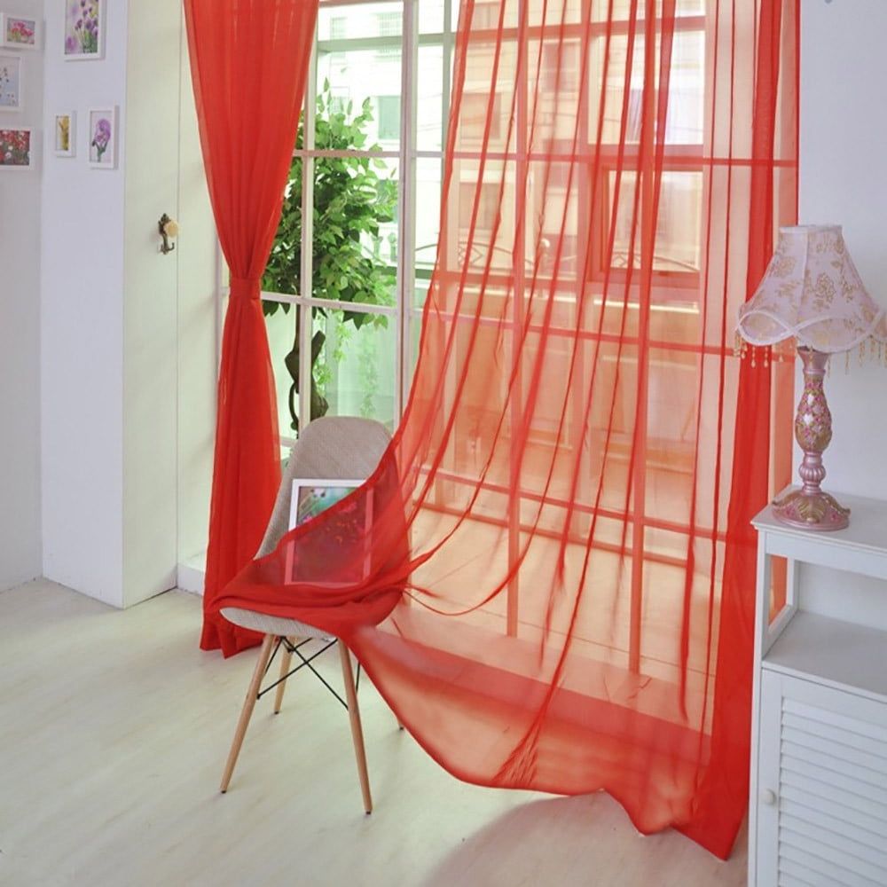 Blackout Curtains,Tulle Curtain Drape Scarf Door Floral 4pc Window Panel Home Decor