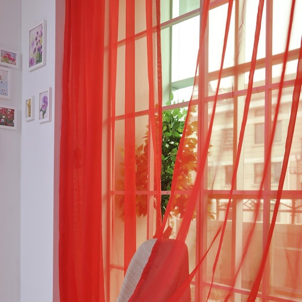 Blackout Curtains,Tulle Curtain Drape Scarf Door Floral 4pc Window Panel Home Decor