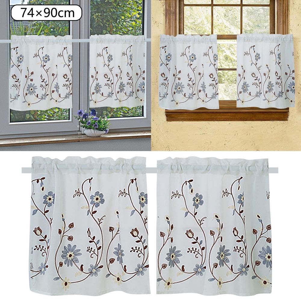 Blackout Curtains Floral Curtains Kitchen Coffee Curtains Bedroom Rod Curtains Lace Short Curtains Lace Curtains 24 X 35 Inch 2 Panels