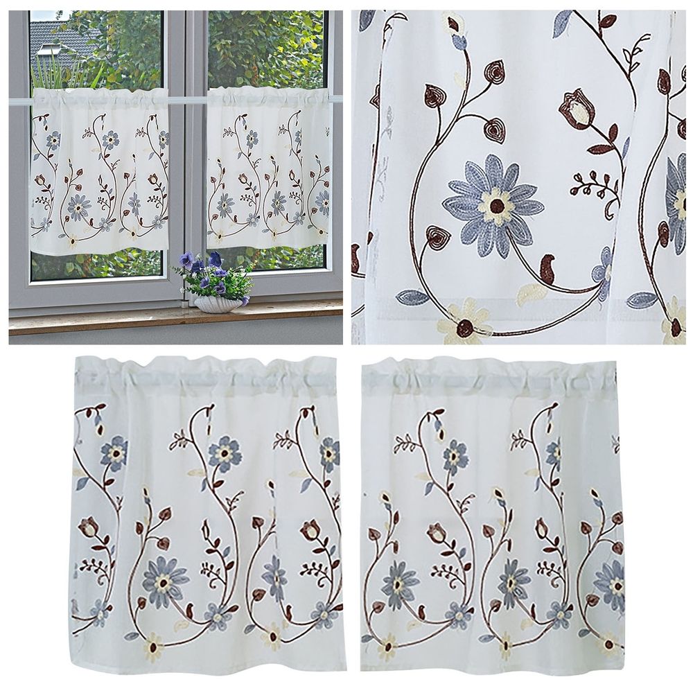 Blackout Curtains Floral Curtains Kitchen Coffee Curtains Bedroom Rod Curtains Lace Short Curtains Lace Curtains 24 X 35 Inch 2 Panels