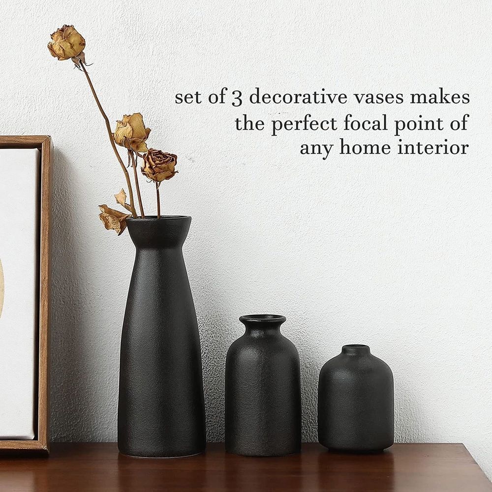 Flower Vase Promotion Sale! Ceramic Vase Set Decoration Household Living Room Flower Arrangement Modern Flower Apparatus Three Piece Set White Vase Decoration, Home Decor Sale Black