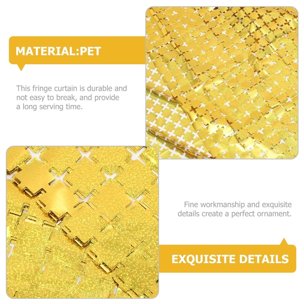 Foil Fringe Curtain Backdrop Golden Streamer Curtain for Birthday and Festival Parties