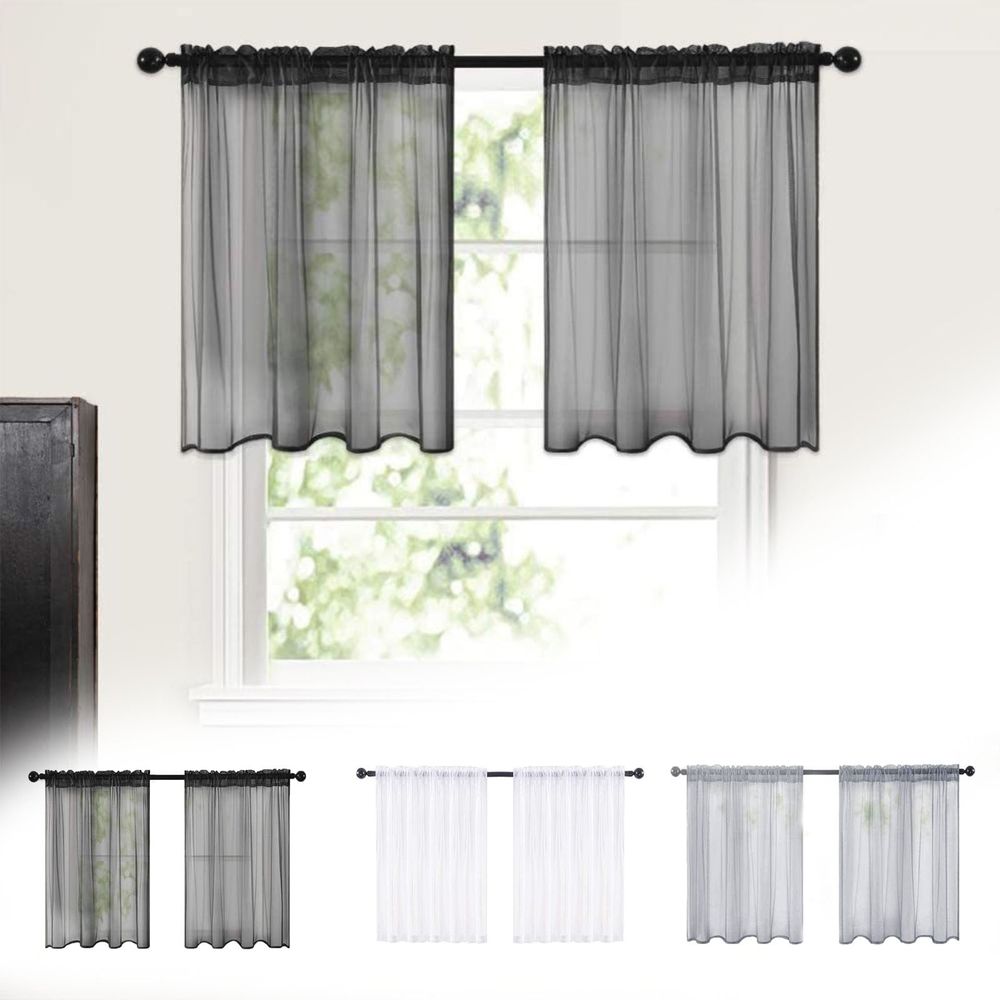 Bathroom Valances for Windows, Solid Colour Short Curtains Curtains Semi Kitchen Bathroom Thin Curtains Home Curtains(C, 54x17.7in)