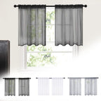 Bathroom Valances for Windows, Solid Colour Short Curtains Curtains Semi Kitchen Bathroom Thin Curtains Home Curtains(C, 54x17.7in)