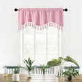 Bathroom Valance, Elegant Fringed Window Curtains Patterned Rod Panels Stylish Short Drapes for Home Decor(Pink, 59.1x15.7in)