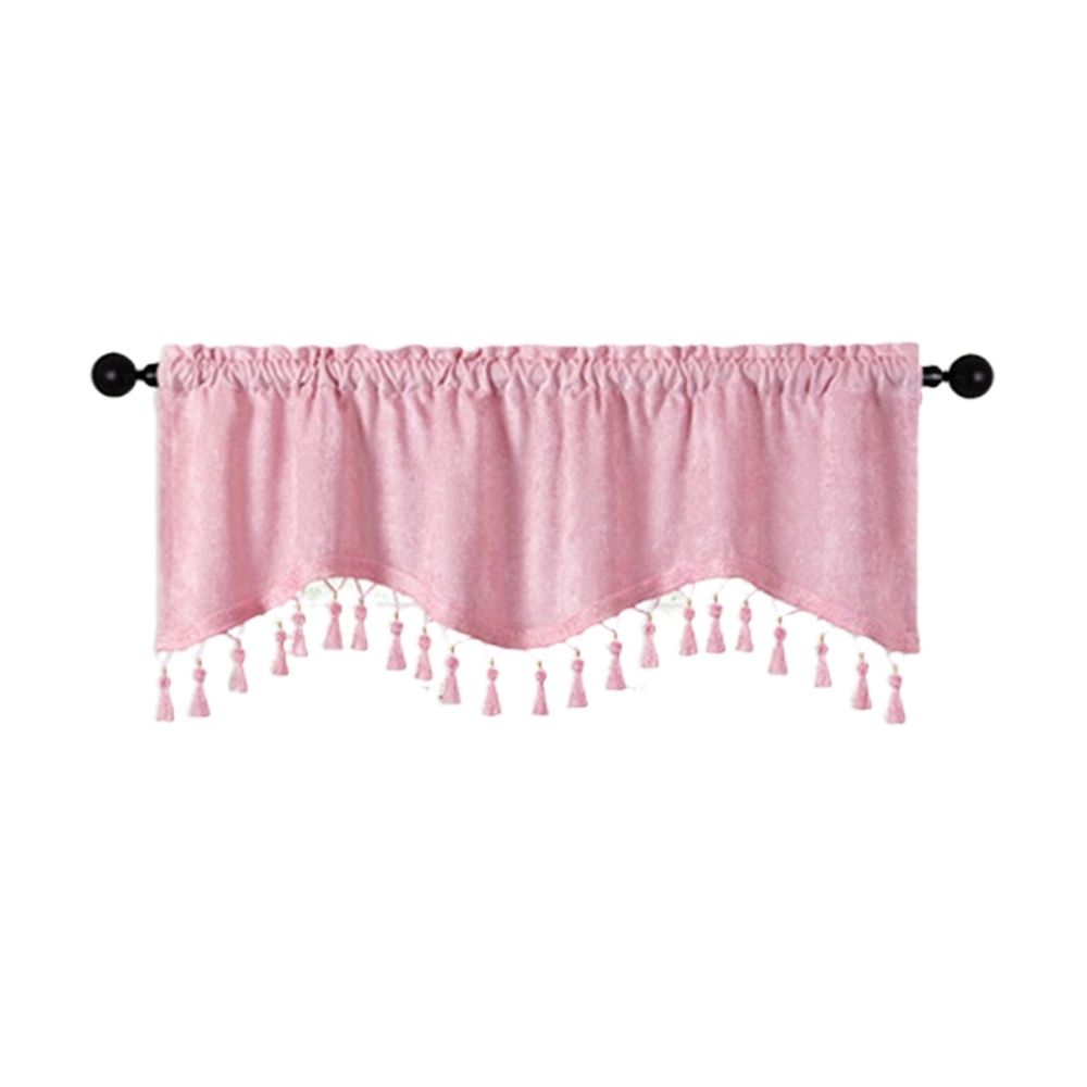 Bathroom Valance, Elegant Fringed Window Curtains Patterned Rod Panels Stylish Short Drapes for Home Decor(Pink, 59.1x15.7in)