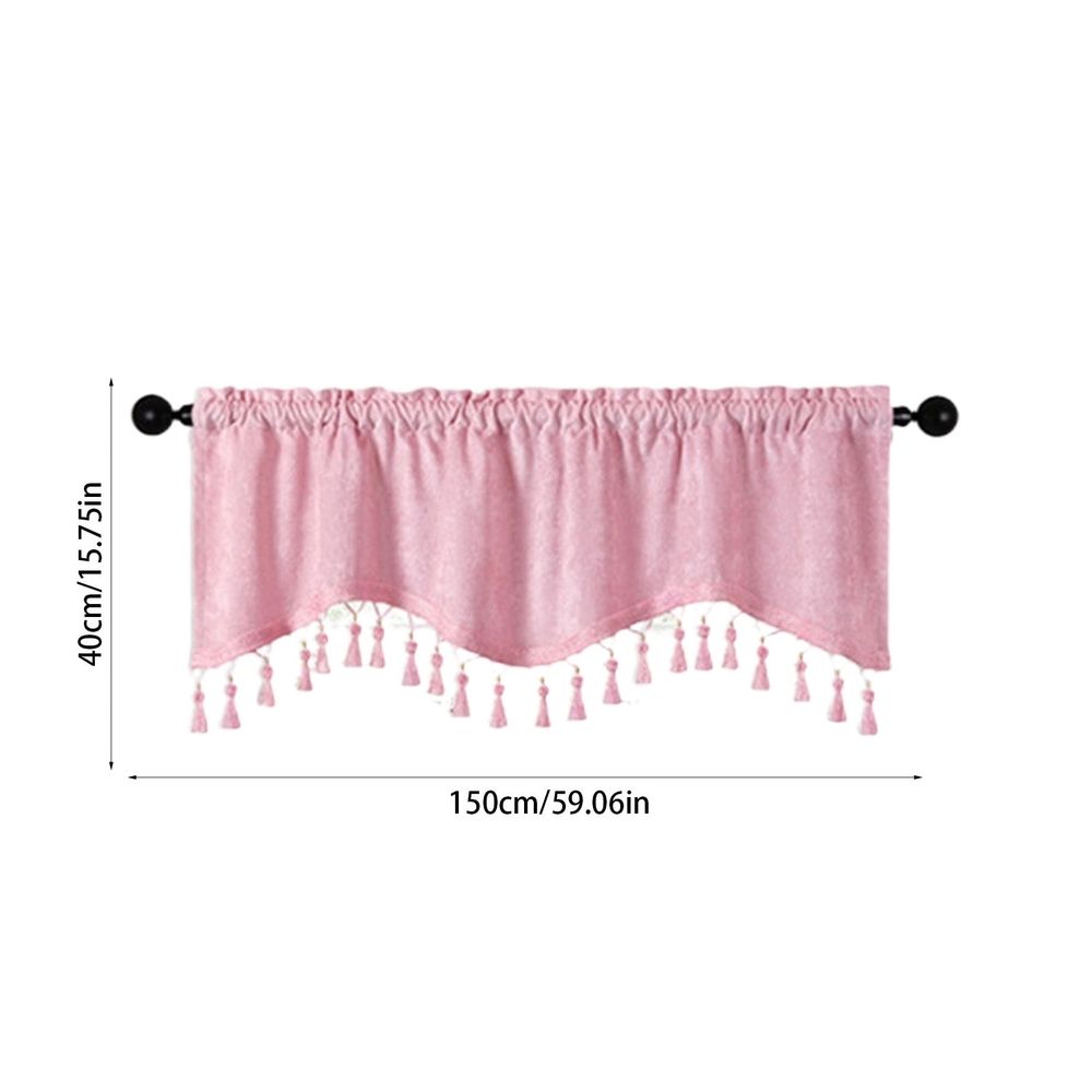 Bathroom Valance, Elegant Fringed Window Curtains Patterned Rod Panels Stylish Short Drapes for Home Decor(Pink, 59.1x15.7in)