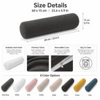 Round Cylinder Bolster Pillow with Removable Velvet Cover, Tube Roll Cervical Pillow for Head, Neck, Back and Legs Support, 23.6" x 6
