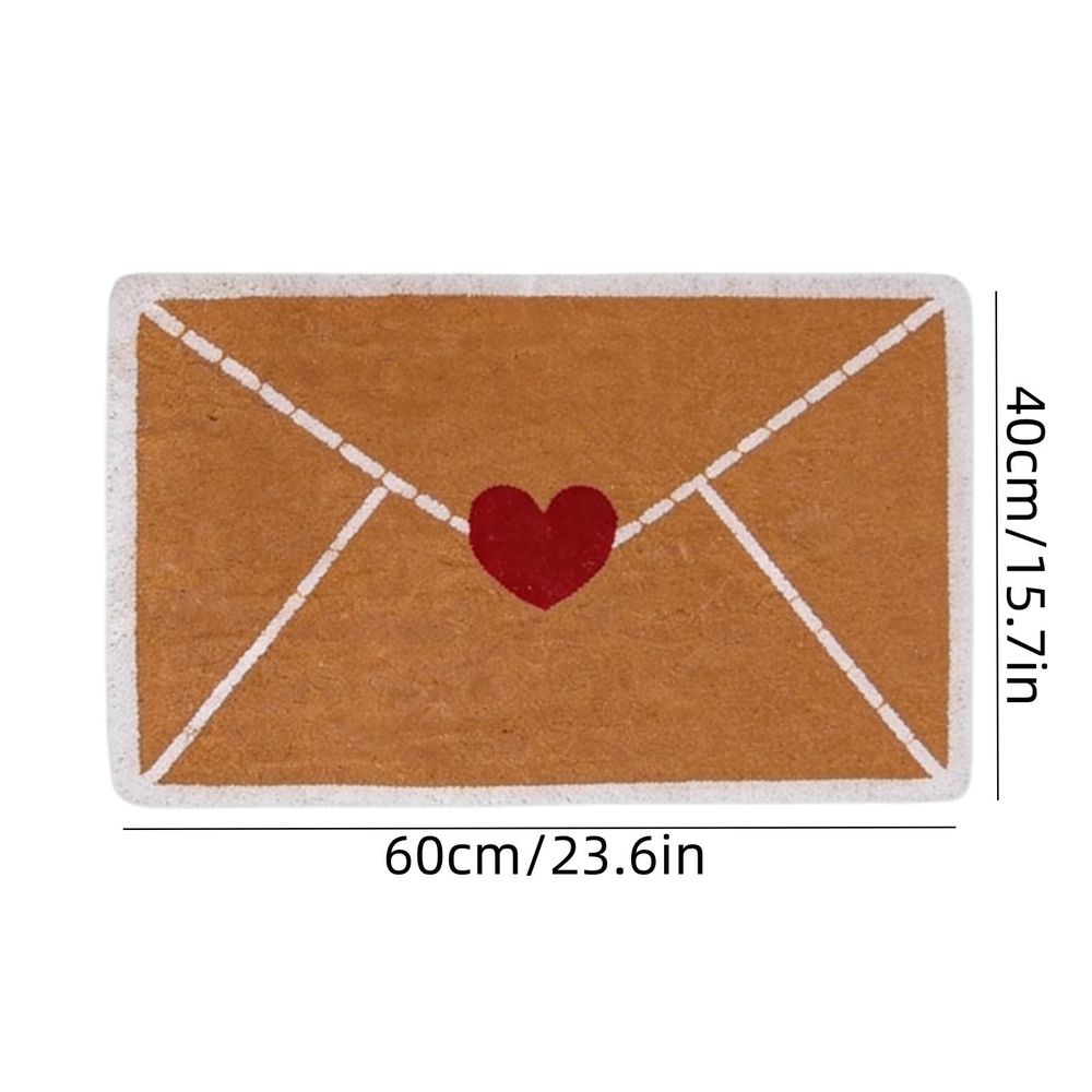 Heart Welcome Mat, Indoor Outdoor Doormat with Red Heart Design, Non-Rubber Backing Front Door Rug, Perfect for Entryway Porch Mother's Day Decor