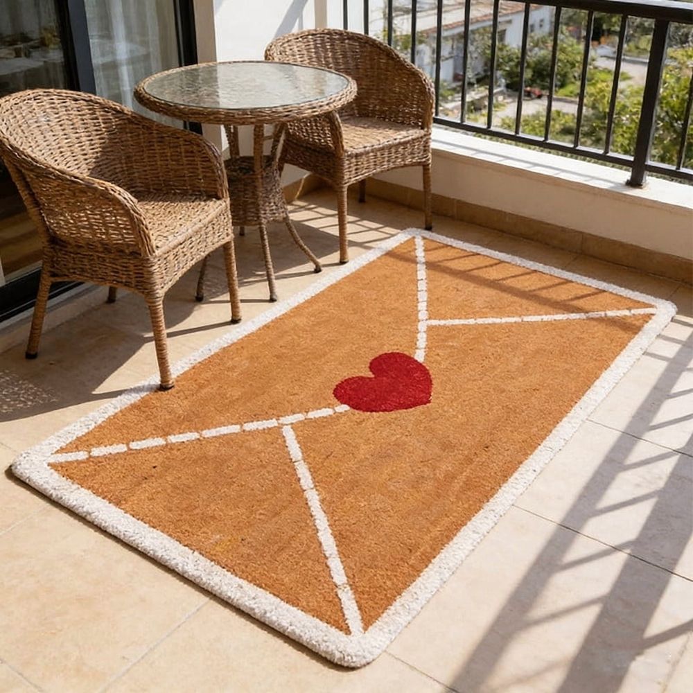 Heart Welcome Mat, Indoor Outdoor Doormat with Red Heart Design, Non-Rubber Backing Front Door Rug, Perfect for Entryway Porch Mother's Day Decor