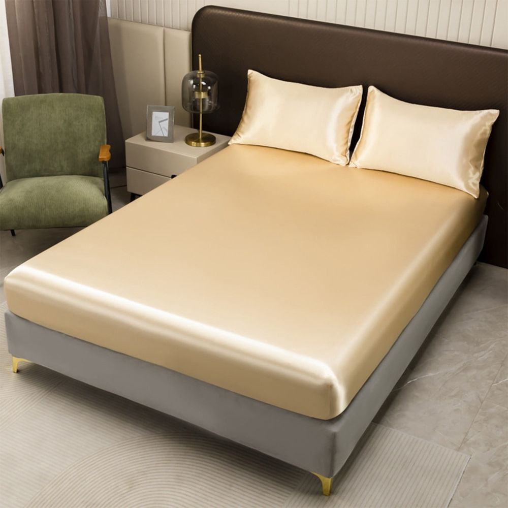 Satin Fitted Sheet, Luxuriously Smooth & Softer Than Silk Bed Sheets, Non- Fading, Fully Elasticized Bed Sheets Sold Separately