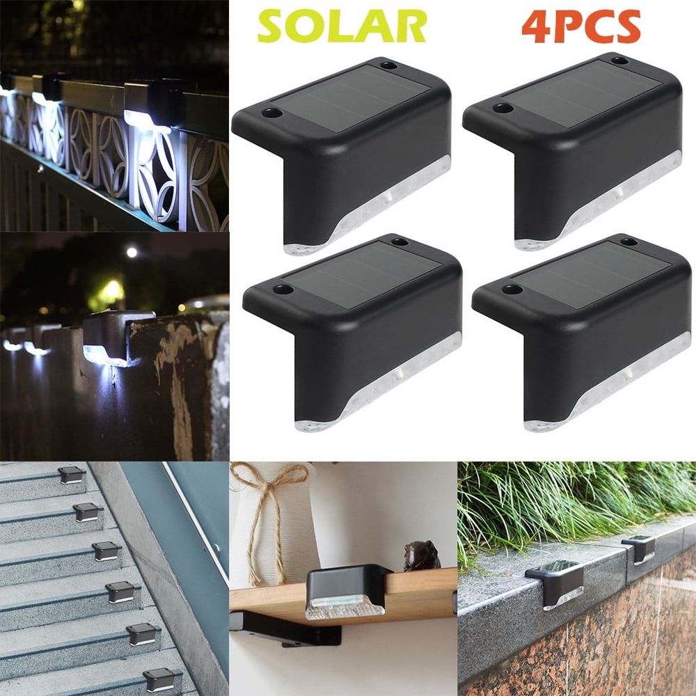 Solar Deck Lights, 4 Pack LED Waterproof Outdoor Lights, Solar Step Lights for Outdoor Stairs, Step, Fence, Yard, Patio, Railing, Garden and Pathway