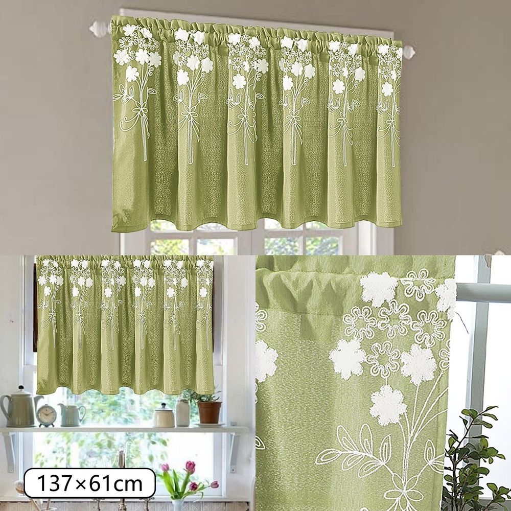 Blackout Curtains Floral Curtains Kitchen Coffee Curtains Bedroom Rod Curtains Lace Short Curtains Lace Curtains 54 X 24 Inch 1 Panels