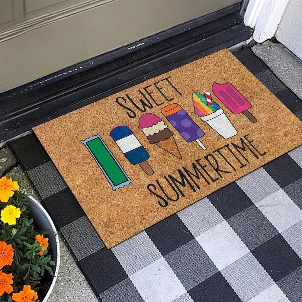 Door mat Non Slip Washable Welcome Door Mats With Fruit Ice Beach Summer Decorative Doormat For Front Door Outside Entry Yard Floor