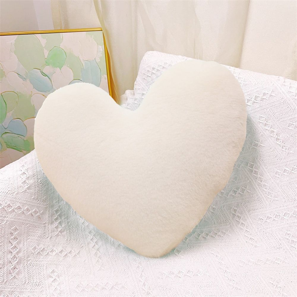 Heart Shape Pillow, Soft Fluffy Heart Throw Pillow, Cute Love Throw Cushion, Heart Decorative Pillow for Valentine's Day Gifts and Couch Bed Sofa Decor, 15.7 Inch, White