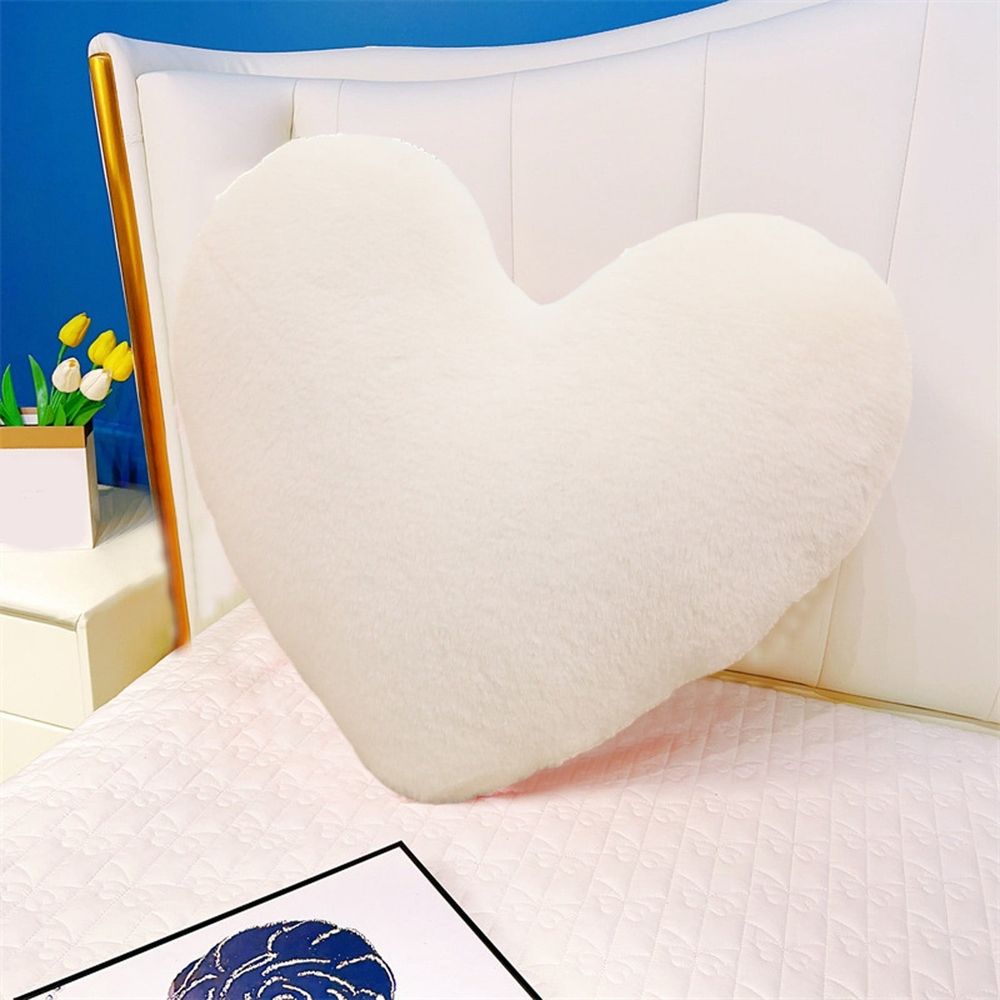 Heart Shape Pillow, Soft Fluffy Heart Throw Pillow, Cute Love Throw Cushion, Heart Decorative Pillow for Valentine's Day Gifts and Couch Bed Sofa Decor, 15.7 Inch, White