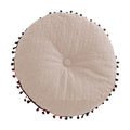 Round Pillow Cushion, Velvet Decorative Small Throw Pillow with Tassels for Living Room Sofa Bedroom Office, 15.74'x15.74'x2.76', White