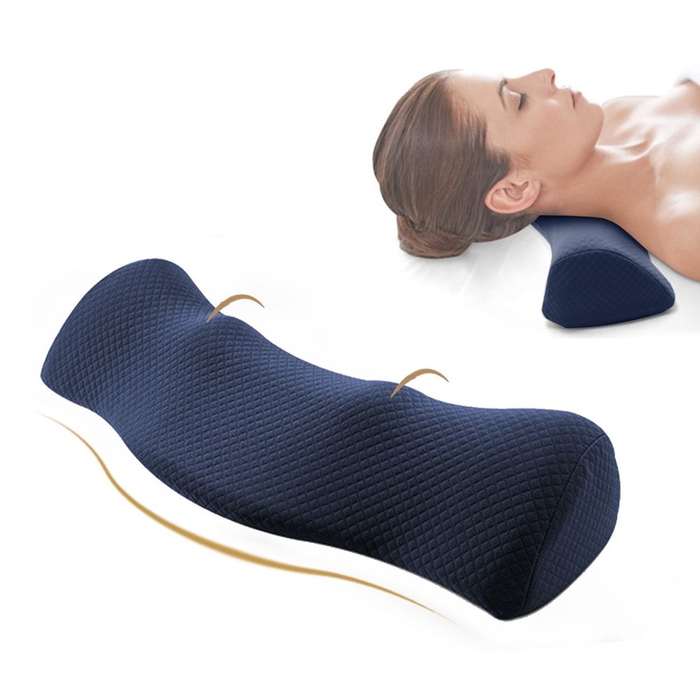 Cervical Neck Pillow, Memory Foam Neck Pillow for Neck Pain Relief, Neck Support Pillow Neck Roll Pillow for Side Back Stomach Sleepers, Navy