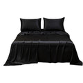 Queen Size Satin Sheet Sets, 3 Piece Silk Microfiber Bed Sheet Set, 1 Flat Sheet, and 2 Pillowcases, Cooling Soft Bedding, Blue