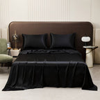 Queen Size Satin Sheet Sets, 3 Piece Silk Microfiber Bed Sheet Set, 1 Flat Sheet, and 2 Pillowcases, Cooling Soft Bedding, Blue