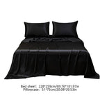 Queen Size Satin Sheet Sets, 3 Piece Silk Microfiber Bed Sheet Set, 1 Flat Sheet, and 2 Pillowcases, Cooling Soft Bedding, Blue