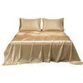 King Size Satin Sheet Sets, 3 Piece Silk Microfiber Bed Sheet Set, 1 Flat Sheet, and 2 Pillowcases, Cooling Soft Bedding, Black