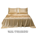 King Size Satin Sheet Sets, 3 Piece Silk Microfiber Bed Sheet Set, 1 Flat Sheet, and 2 Pillowcases, Cooling Soft Bedding, Black