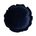 Round Throw Pillow, Soft Comfortable Velvet Ruffle Throw Pillow for Sofa, Chair, Bed, Window, Floor, 17.7x17.7 In, Navy