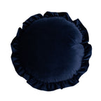 Round Throw Pillow, Soft Comfortable Velvet Ruffle Throw Pillow for Sofa, Chair, Bed, Window, Floor, 17.7x17.7 In, Navy