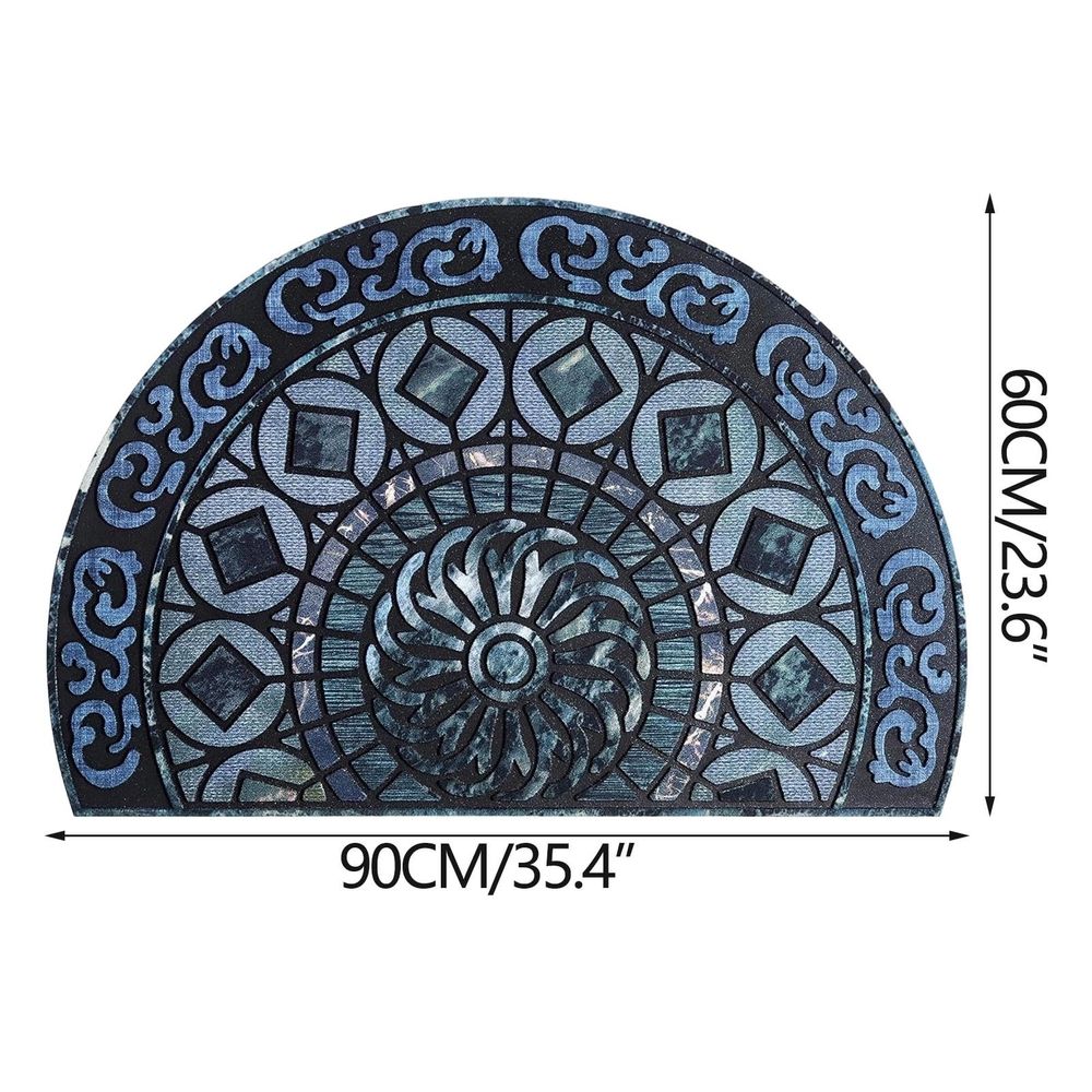 Bohemia Front Door Mat, Half Round Door Mat Outside Entrance, Non-Slip Welcome Entrance Absorbent Bath Mat, Microfiber Tufted Floor Rug for Kitchen Living Room, 23.6'x35.4'