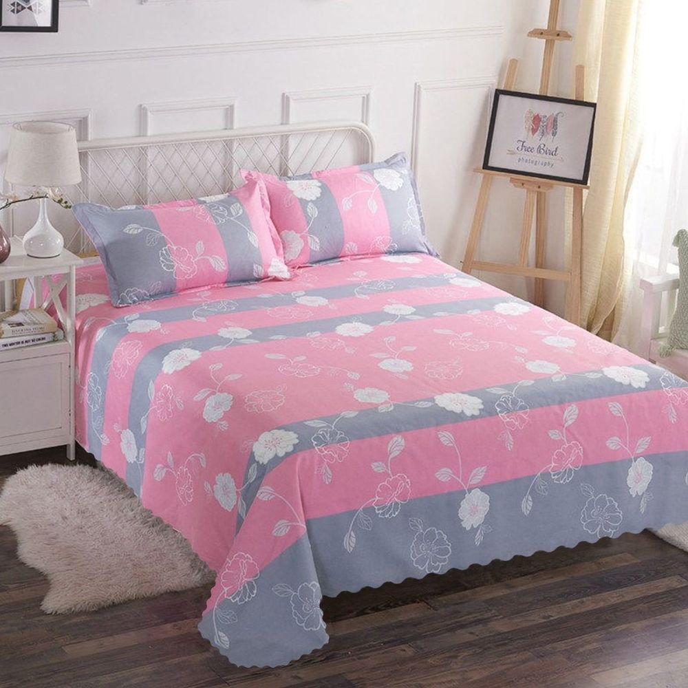 Bed Sheet, Floral Printed Bed Sheets, Lightweight Super Soft Easy Care Microfiber Flat Sheet, Wrinkle Free, Machine washable, 78.7'x90.5'