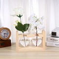 Heart Shaped Glass Vase with Wooden Stand for Hydroponic Plants and Flower Arrangement 2 Pieces