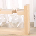 Heart Shaped Glass Vase with Wooden Stand for Hydroponic Plants and Flower Arrangement 2 Pieces