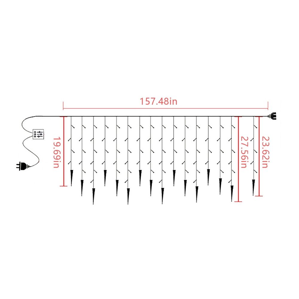LED Icicle Lights Curtain with Eight Function Controller, White, Indoor Outdoor Christmas Decorative Lights, 11.5 Feet