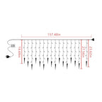 LED Icicle Lights Curtain with Eight Function Controller, White, Indoor Outdoor Christmas Decorative Lights, 11.5 Feet