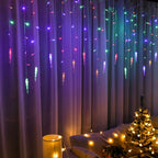 LED Icicle Lights Curtain with Eight Function Controller, White, Indoor Outdoor Christmas Decorative Lights, 11.5 Feet