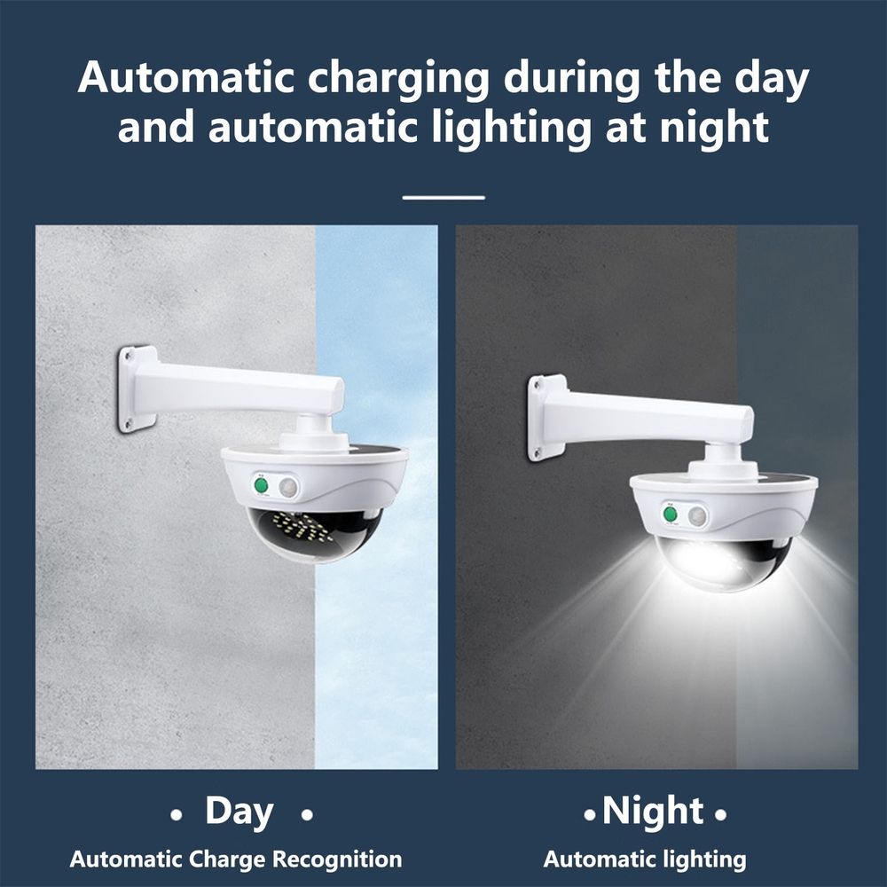 Solar Powered Security Lighting with Motion Sensor, Imitation Surveillance Camera for Indoor Outdoor Home Office Garage