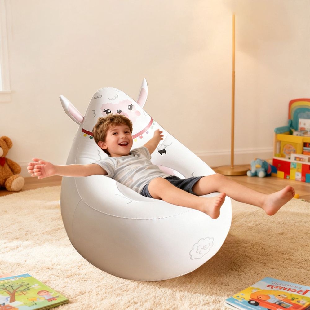 Cute Animals Inflatable Chair, Portable Lazy Sofa Lounge Seat, Thick PVC Comfortable Chair, Lightweight Foldable Furniture for Bedroom Living Room Balcony Beach Camping