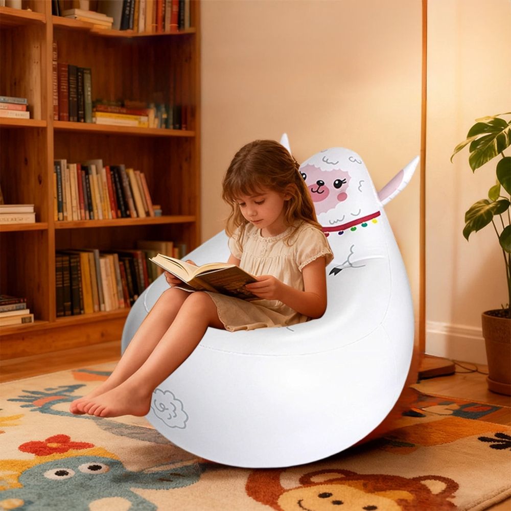 Cute Animals Inflatable Chair, Portable Lazy Sofa Lounge Seat, Thick PVC Comfortable Chair, Lightweight Foldable Furniture for Bedroom Living Room Balcony Beach Camping