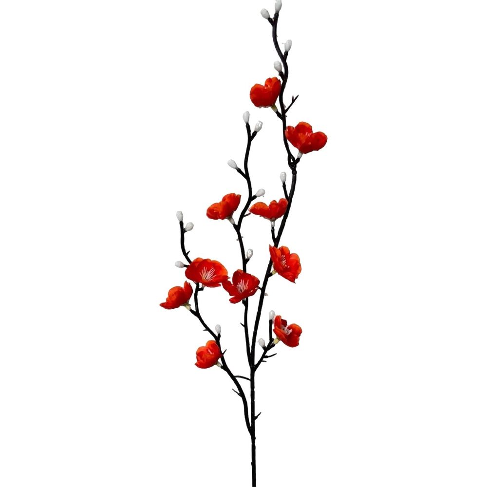 Single Branch White Blossom Artificial Flower Chinese Home Decor Arrangement,Fake Artificial Cherry Flowers for Home Indoor Decoration Vase Arrangement Table Living Room Bedroom Spring Decor