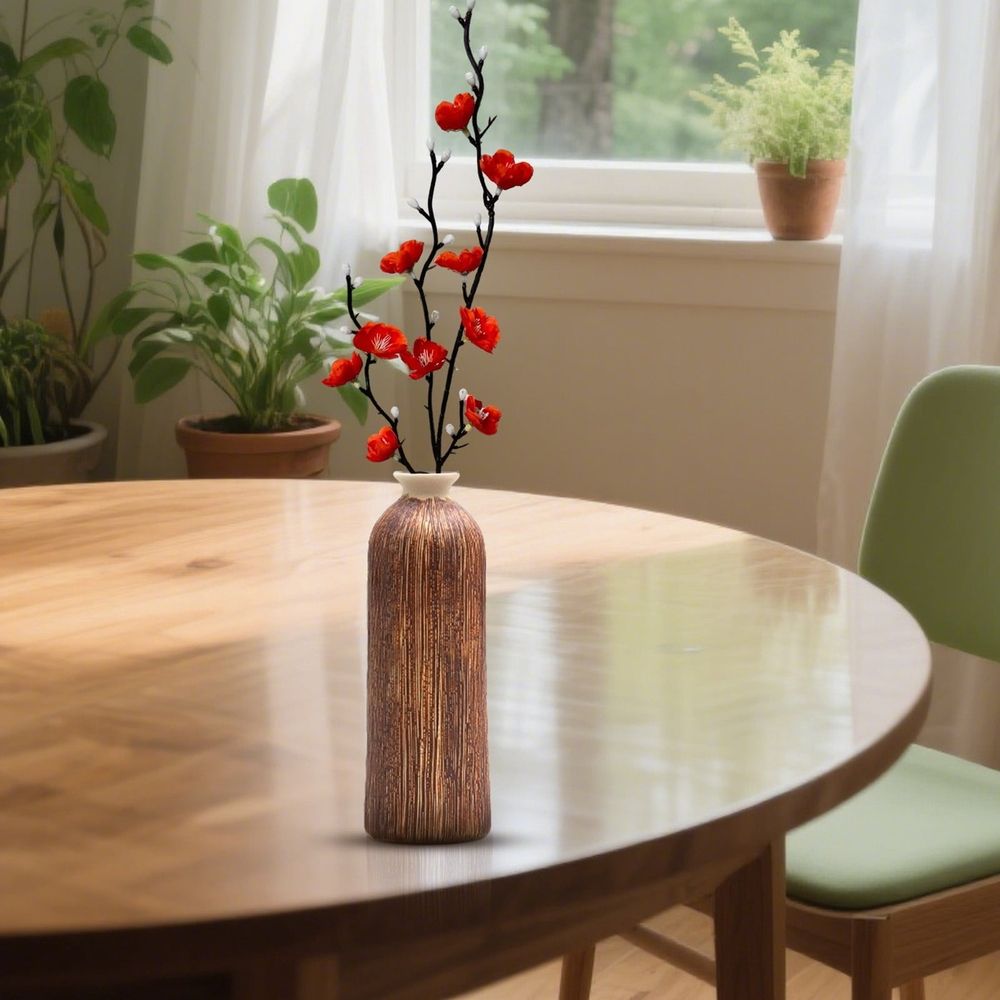 Single Branch White Blossom Artificial Flower Chinese Home Decor Arrangement,Fake Artificial Cherry Flowers for Home Indoor Decoration Vase Arrangement Table Living Room Bedroom Spring Decor