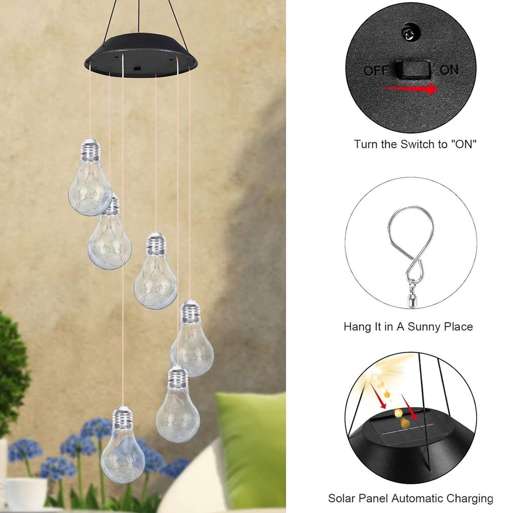 Solar Wind Chimes Lights Outdoor, 27.5in LED Color Changing Hanging Lantern with Auto On/Off, Waterproof Solar Garden Decor for Patio, Yard and Tree