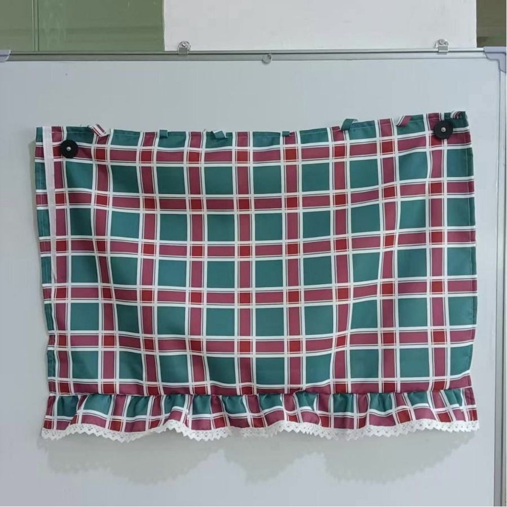Oven Skirt Curtain for Farmhouse Kitchen Decor, Plaid Stove Door Cover to Hide Clutter, 30x21 Polyester Tier Short Curtain with Lace Trim & Ribbon Ties, Oven Curtains Cover for Cottage Kitchen