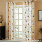 Modern Multicolor Floral Nature Rod Pocket Sheer Curtains, 39.37" x 106.30