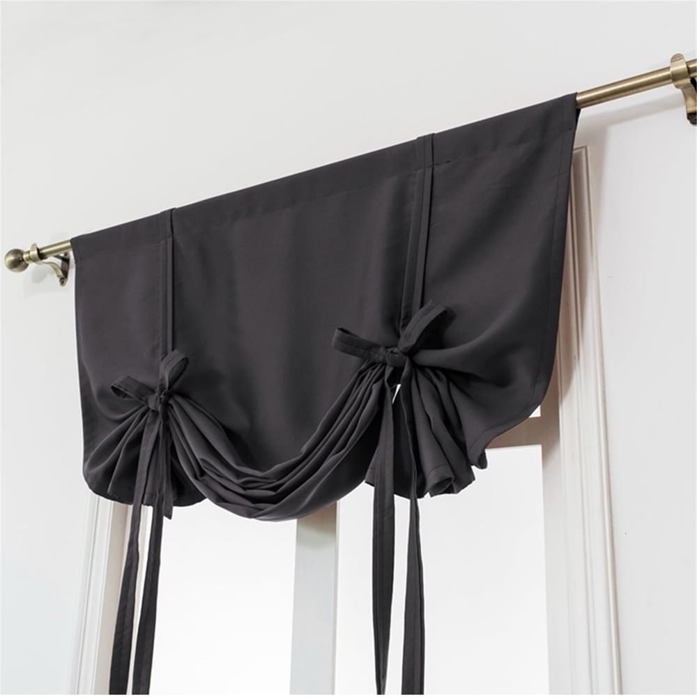 1Pc Insulated Blackout Adjustable Tie Up Shade Curtain Window Treatment for Kids Room Small Windows Thermal Insulated Window Shades for Bathroom Kitchen Rod Pocket(30 *46 Inches)