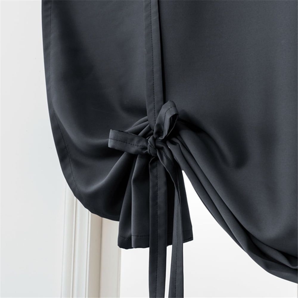 1Pc Insulated Blackout Adjustable Tie Up Shade Curtain Window Treatment for Kids Room Small Windows Thermal Insulated Window Shades for Bathroom Kitchen Rod Pocket(30 *46 Inches)